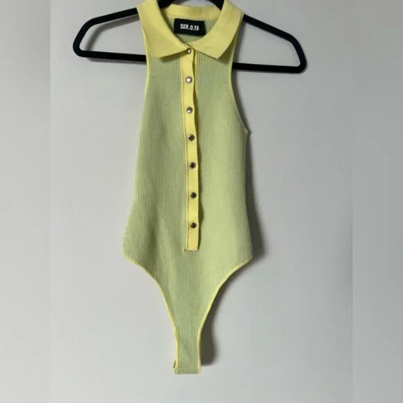 New SER.O.YA Ribbed Collared Bodysuit - Picture 8 of 10